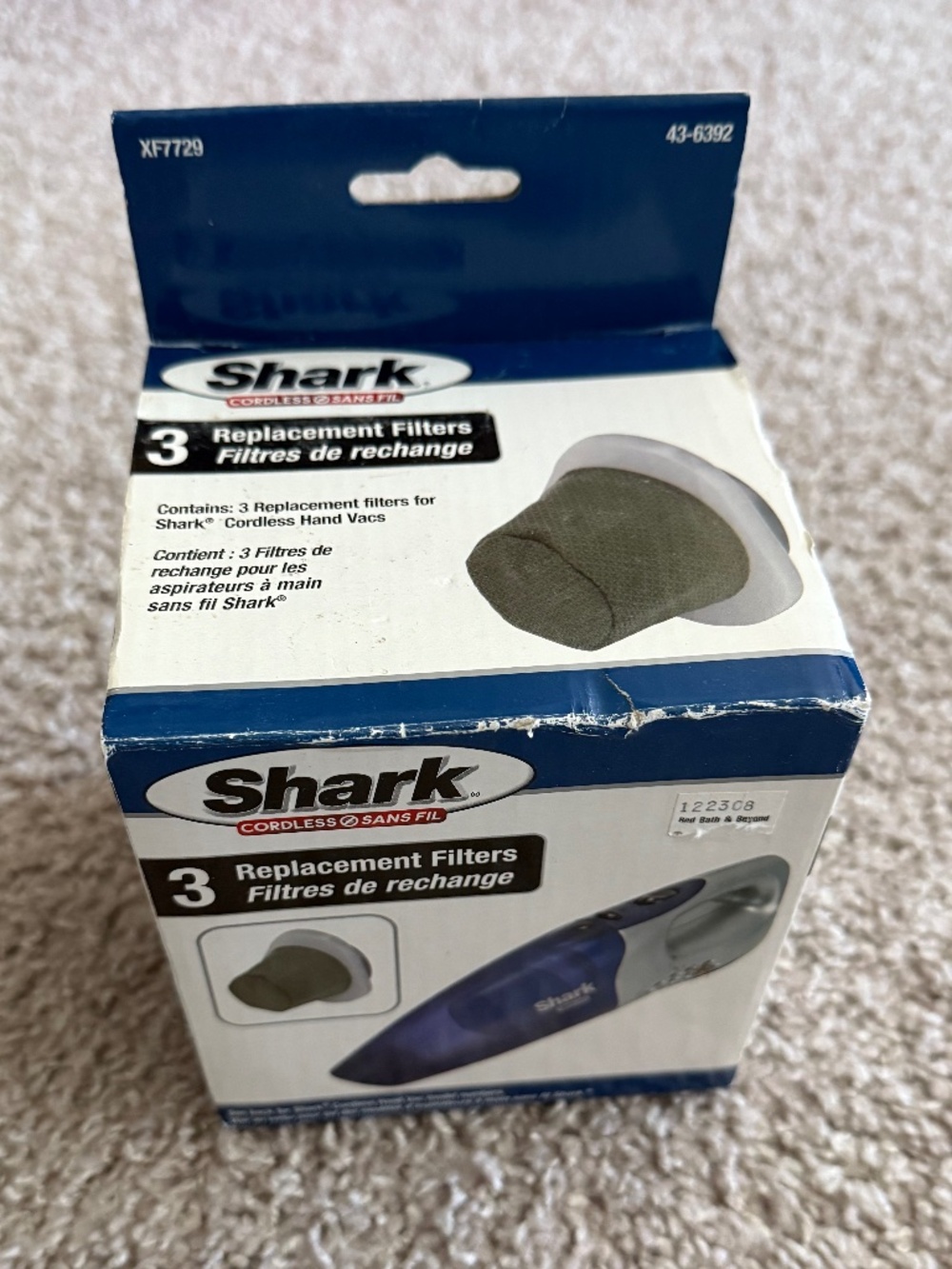 Shark Cordless Hand Vacuum Replacement Filters XF7729 (3-Pack) - NIB